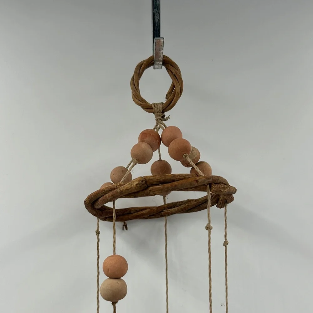 Handmade Celestial Clay Bell Wind Chime Sun Moon Star Terracotta Boho Zen Witchy